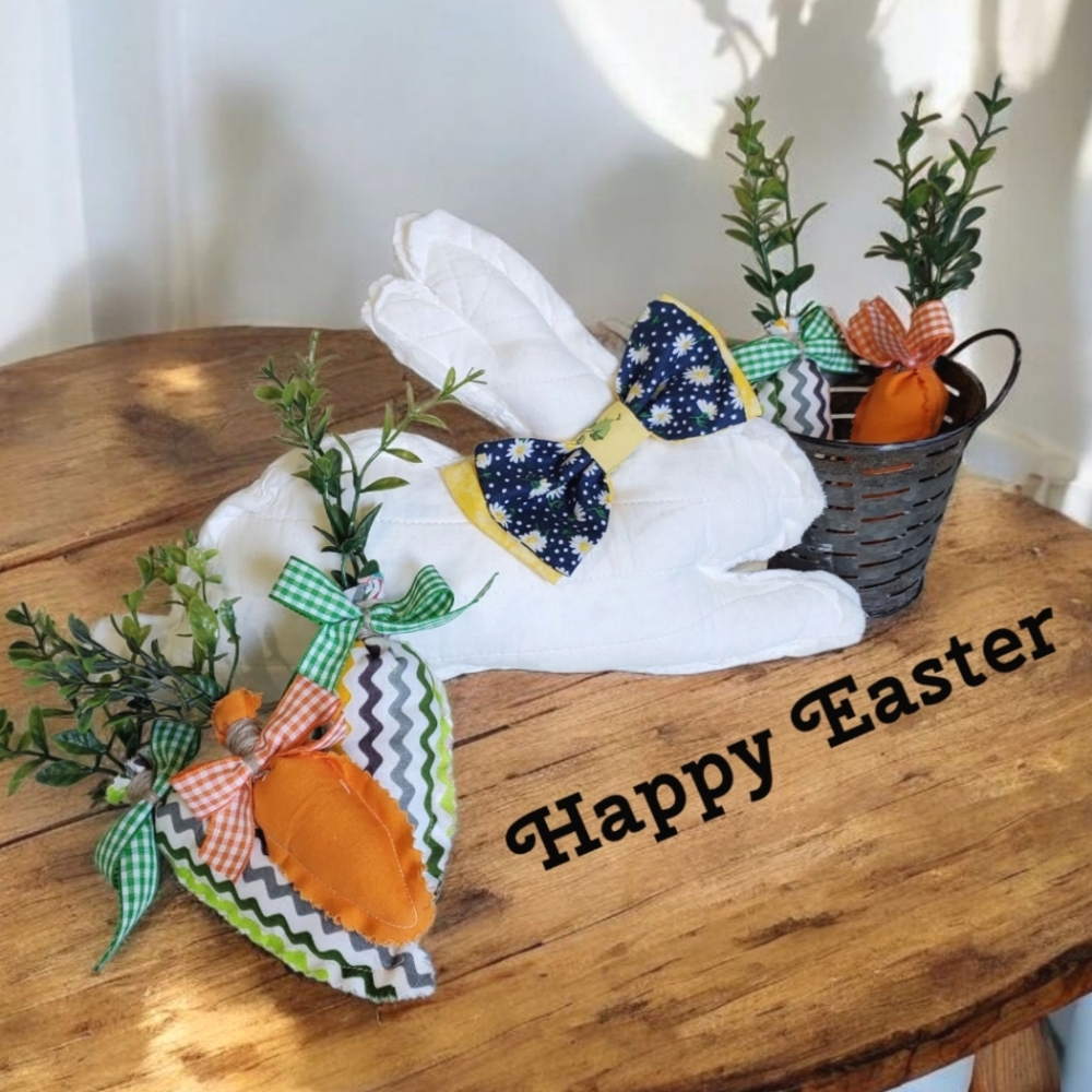 Homemade Easter Bunny Decor with Carrot Accents